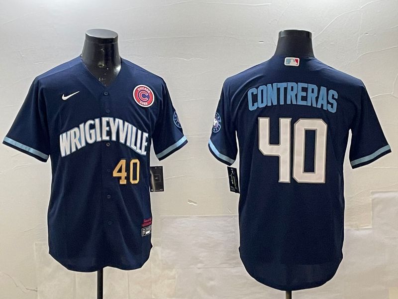Men Chicago Cubs #40 Contreras Blue City Edition 2025 Nike MLB Jersey style 3->chicago cubs->MLB Jersey
